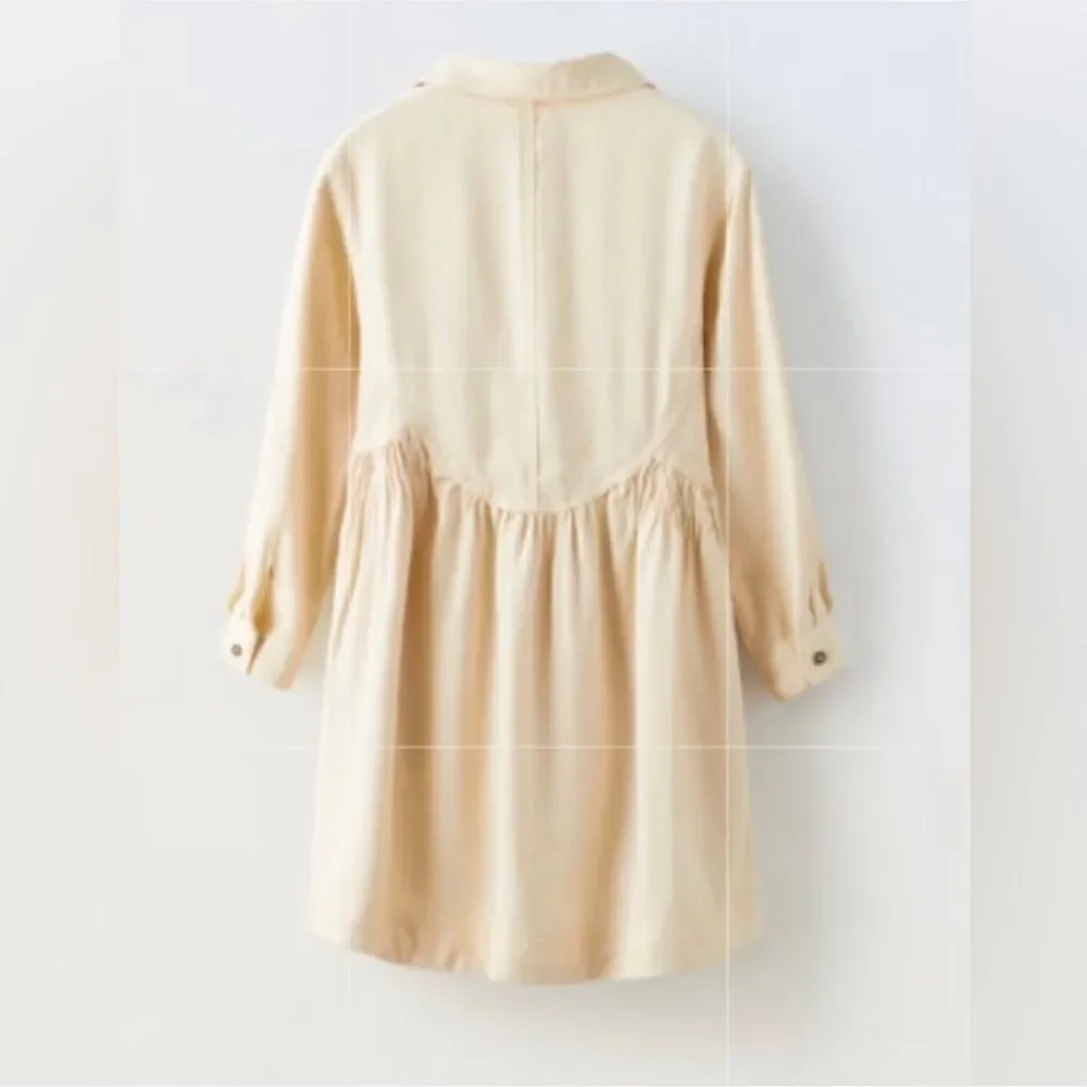 Zara Cream/Beige Kids Girls Shirt Dress(Size 11-12yrs)